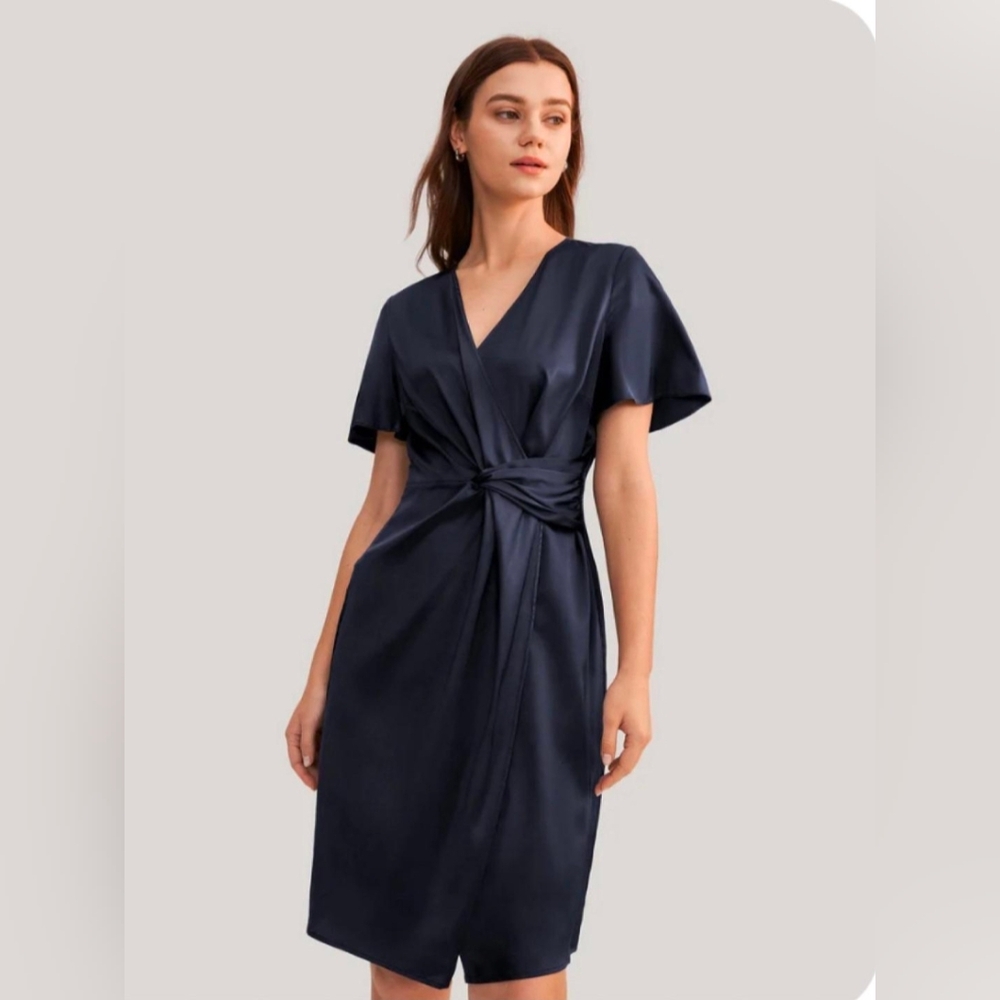 Lily Silk Mulberry Silk Wrap Dress, NWT